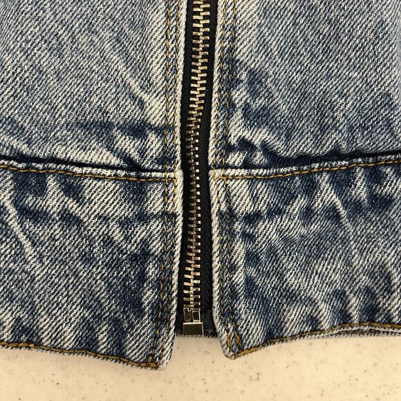 J. Galt Crop Jean Jacket Distressed Light Wash Denim Womens Small‎ Full Zip Blue - Picture 5 of 11